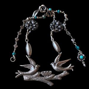 Vintage Sterling Love Birds Necklace